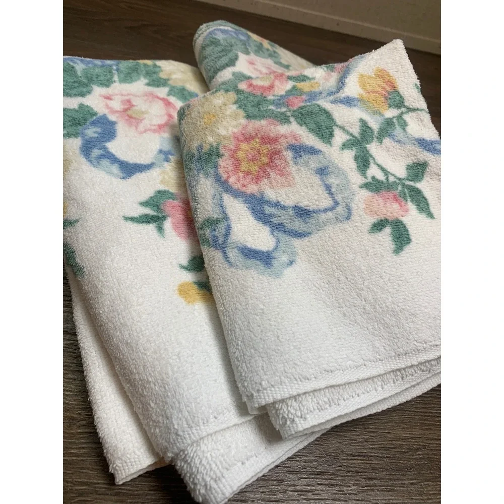 Waverly Vintage Cottagecore 100%‎ Cotton Towel Set of 3 Made in USA 90s